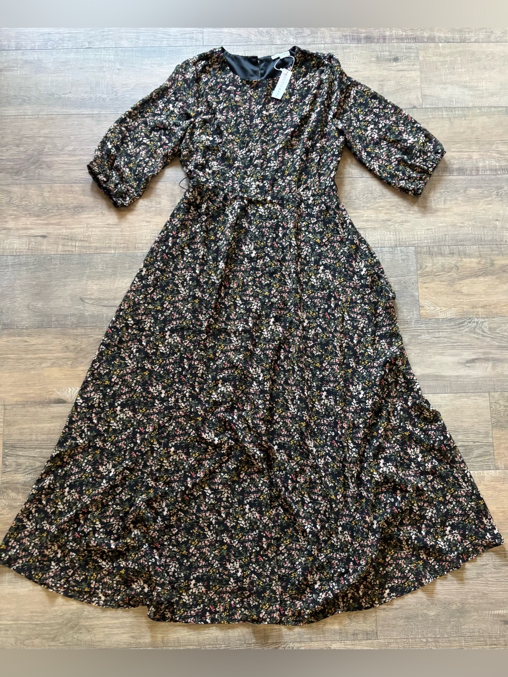 NWT Baltic Born womens size XL Rebecca black floral maxi dress missing tie